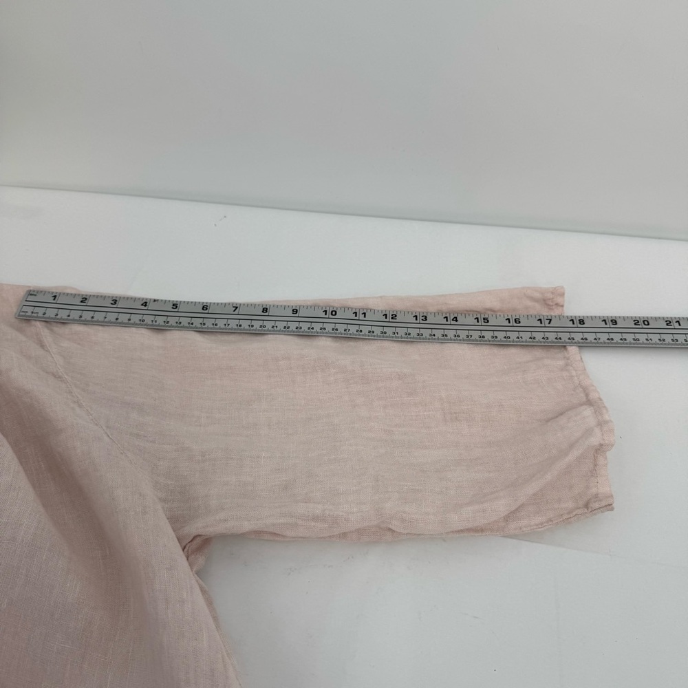 Stella Martini Women’s Size 1X Blush Pink Linen Tunic Top Lace Hem Scoop Neck - Picture 5 of 9